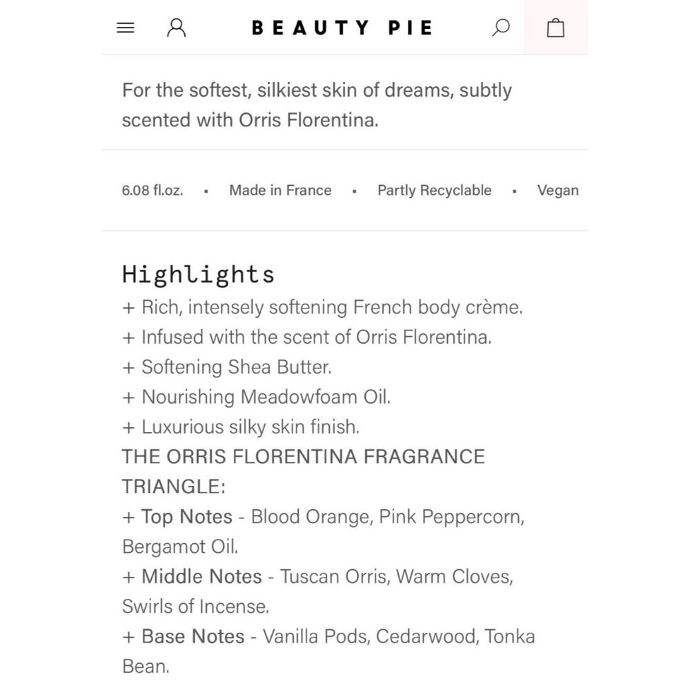 Orris Florentina Body Cream 180 ml 6 oz Jar Beauty Pie NIB Perfume Shea Cozy New - Picture 7 of 12